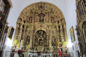 Retablo mayor. Primera mitad siglo XVIII. Parroquia San Miguel Arcángel. Cumbres Mayores (Huelva).
