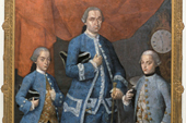 José de Páez. Francisco Antonio de Larrea y Victorica con sus dos hijos, Miguel José Joaquín y Pedro Nolasco José. México. 1774.